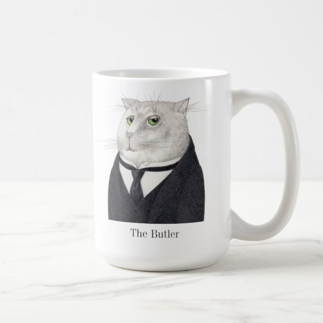 BUTLER CAT Tall White Mugg + Text (Höger)