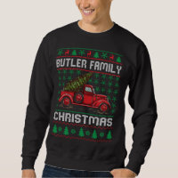 Butler Family Ugly jul Sweater Red Lastbil Roligt