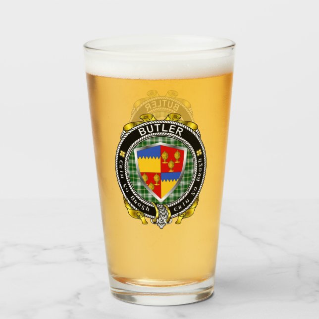 Butler Irish Shield Beer Glass Glaskopp (Framsida fylld)