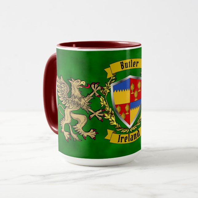 Butler Irish Shield & Griffins Personlig Mugg (Framsida vänster)