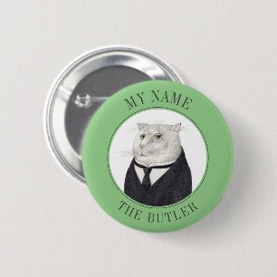 BUTLER KATT Namn Märke Badge Pin Knapp