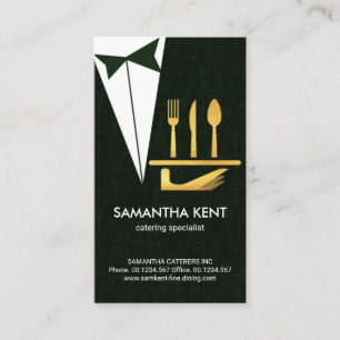 Butler Servitör Serve Guld Cutlery, Food Visitkort