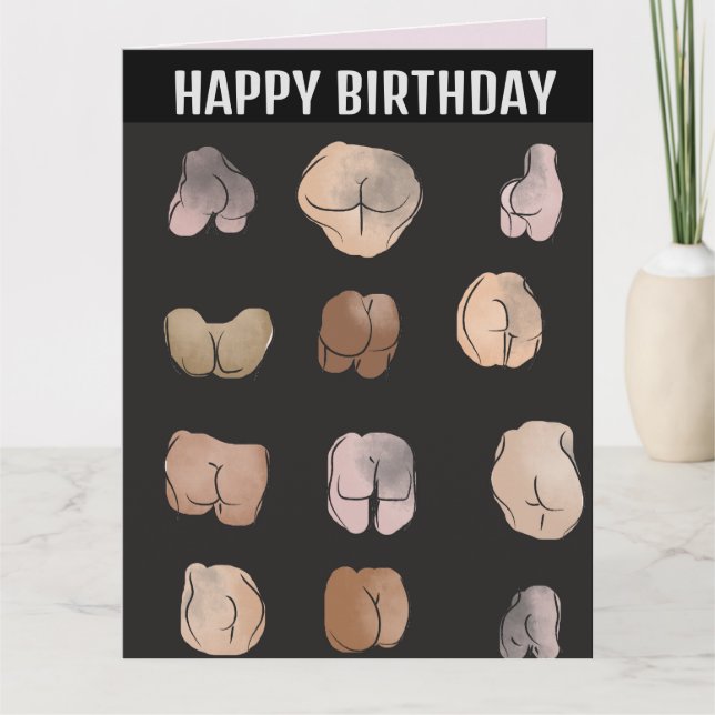 BUTT MAN BIRTHDAY HIM-hälsningskort Kort (Framsida)