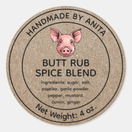Butt Rub Spice Blend Burk etikett Kraft Papprare S