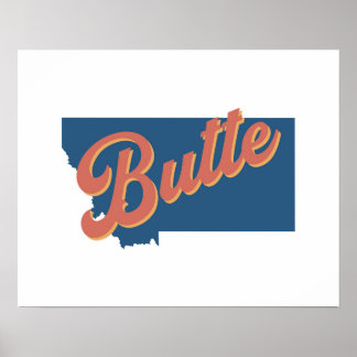 Butte, Montana delstatstryck Poster