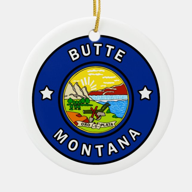 Butte Montana Julgransprydnad Keramik (Framsidan)