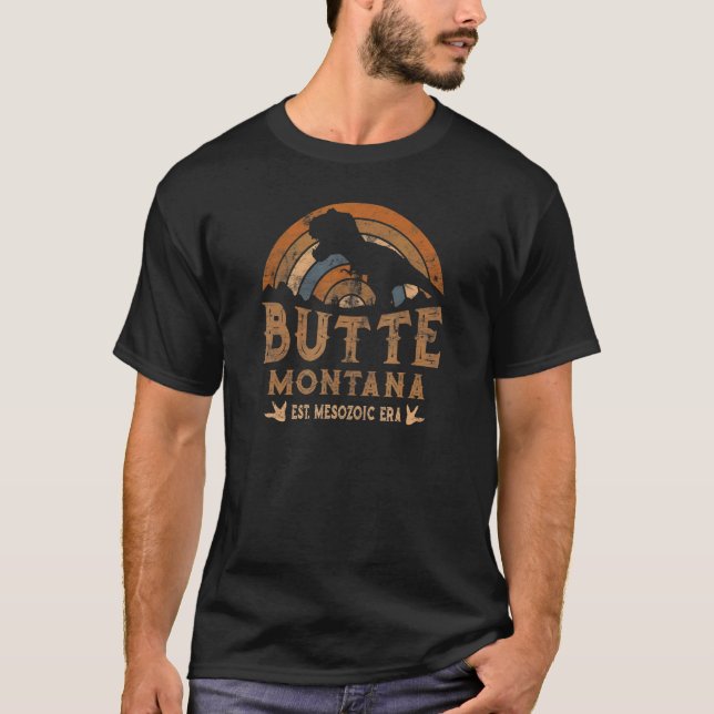 Butte Montana MT Dino Dinosaur Paleontology Rex T Shirt (Framsida)