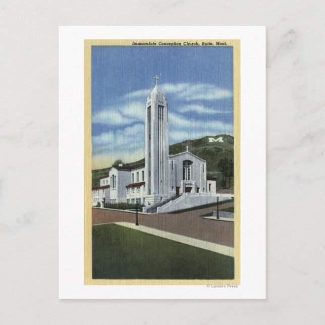 Butte, Montana - Omakulat Conception Church Vykort (Framsida)