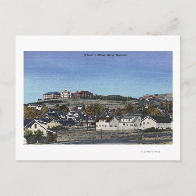 Butte, Montana - School of Mines View of Vykort (Framsida)
