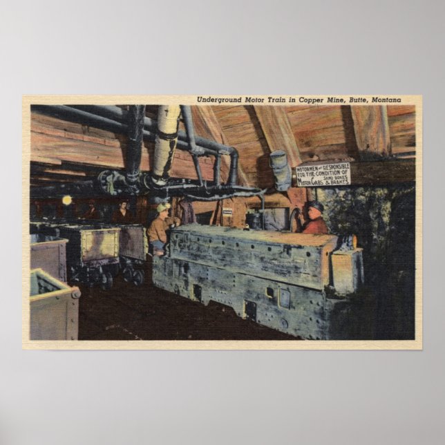 Butte, Montana - Underjordsmotor Poster (Framsidan)
