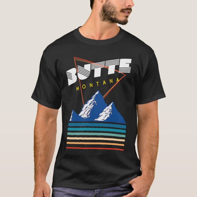 Butte Montana  USA Ski Resort  BACK PRINT  2 T Shirt (Framsida)