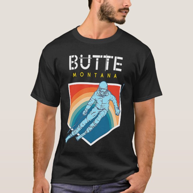 Butte Montana  USA Ski Resort  BACK PRINT T Shirt (Framsida)