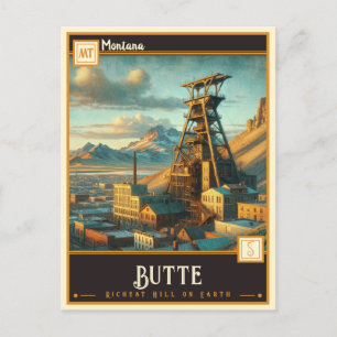 Butte, Montana VINTAGE Vykort