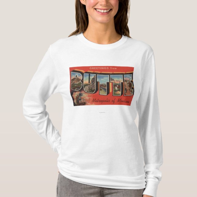 Butte MontanaLarge brev ScenesButte, MT 2 T-shirt (Framsida)