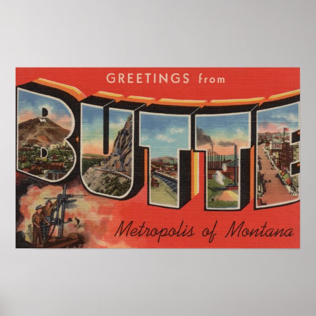 Butte, MontanaLarge Brev ScenesButte, MT Poster (Framsidan)