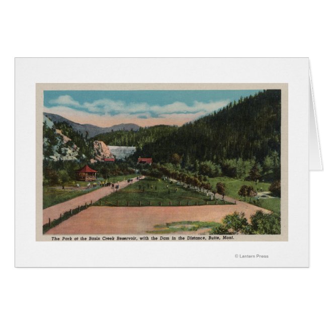 Butte, MT - View of Basin Bäck Reservior Park Hälsningskort (Framsidan Horizontal)