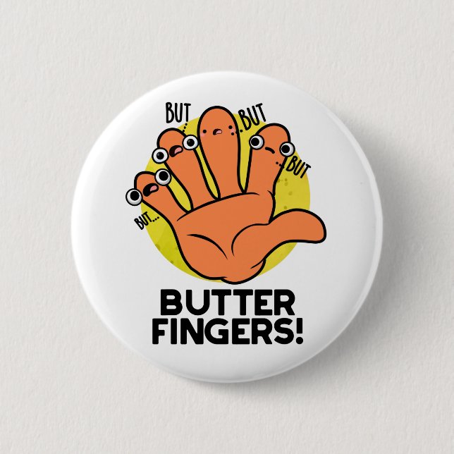 Butter Finger Funny Anatomy Pun Knapp (Framsida)