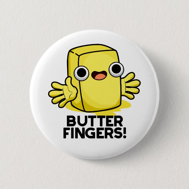 Butter Finger Funny Butter Food Pun Knapp (Framsida)