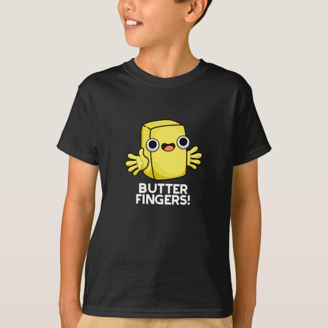 Butter Finger Funny Butter Food Pun Mörk BG T Shirt (Framsida)