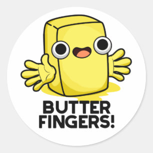 Butter Finger Funny Butter Food Pun Runt Klistermärke