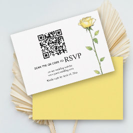 Butter gul ros-blommor QR-kod blommigt bröllop OSA Kort