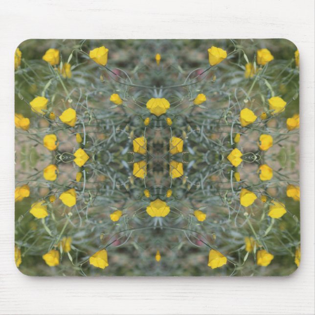 Butter Gult California Poppy Mönster Mouse Pad Musmatta (Framsidan)