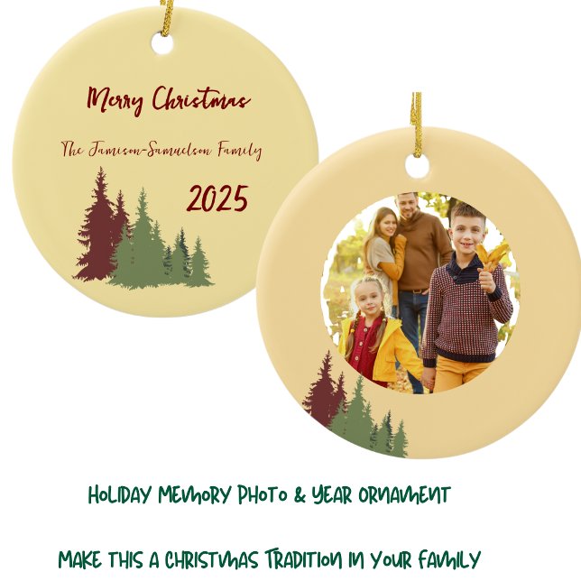 Butter Gult Red & Grönt Gräs Träd jul Julgransprydnad Keramik (Skapare uppladdad)