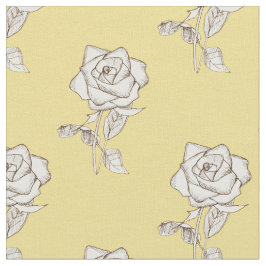 Butter Gult Vit ros Blommigt Tyg