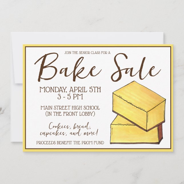 Butter Mochi Hawaiian Food Dessert Bake Sale Inbjudningar (Framsida)