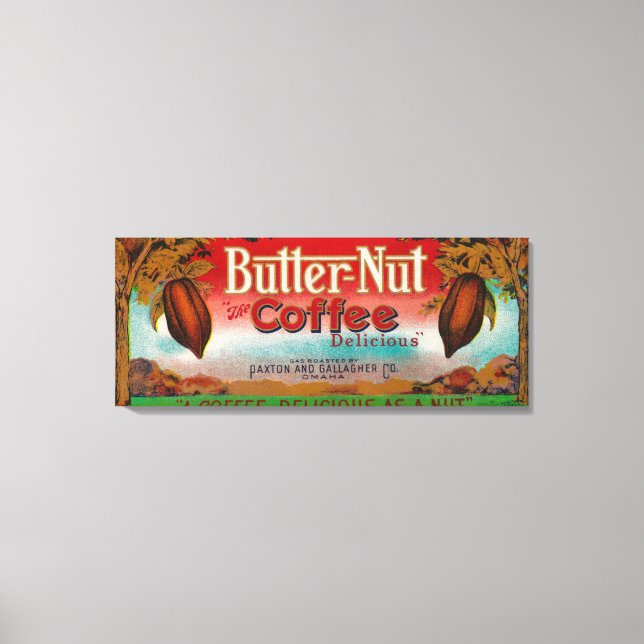 Butter Nöt Coffee LabelOmaha, NE Canvastryck (Framsida)