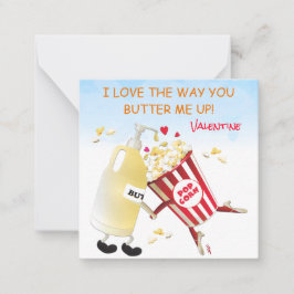 Butter Popcorn Funny Pun Couple Valentine Anteckningskort