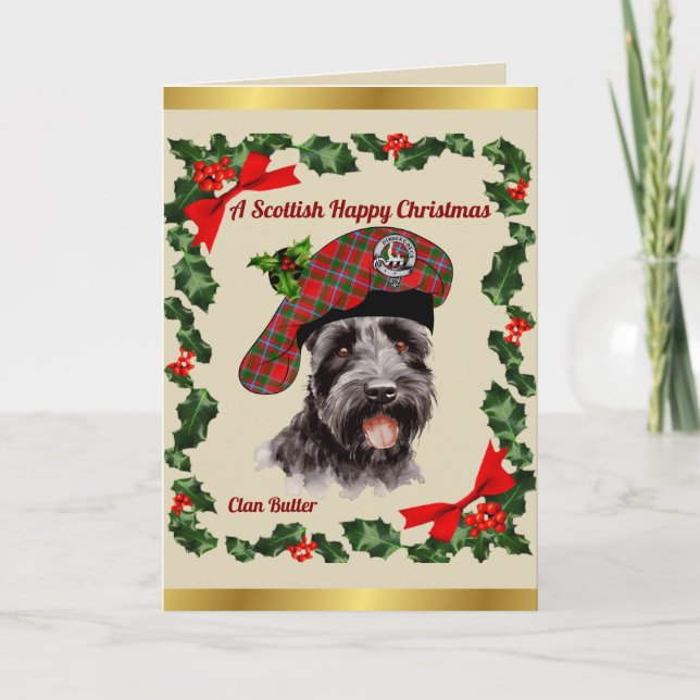Butter Scottie Hund Personlig Julafton Kort (Framsida)