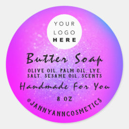 Butter Soap Cosmetics Logotyp Holograph Glitter Ro Runt Klistermärke