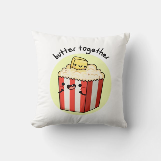 Butter Together Funny Butter Popcorn Pun Kudde (Framsida)