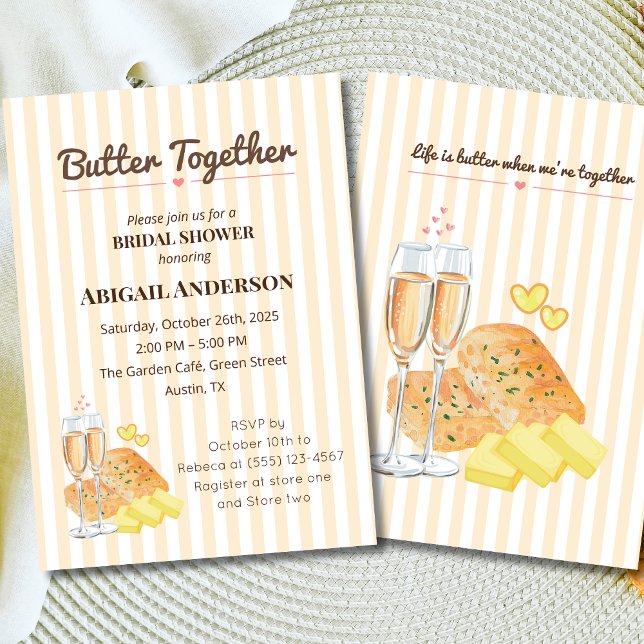 Butter Together Möhippa Champagne & Bread Inbjudningar (Skapare uppladdad)