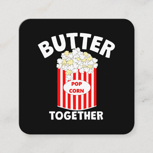 BUTTER Together Movie Popcorn Fyrkantigt Visitkort (Framsida)