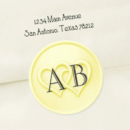 Butter Two Hearts Black Initials Wedding Runt Klistermärke