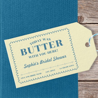 Butter With You Yellow Blue Vintage Bridal Shower Presentetikett