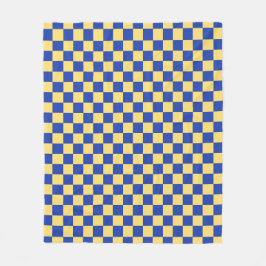 Butter yellow and blue checkered board pattern fleecefilt