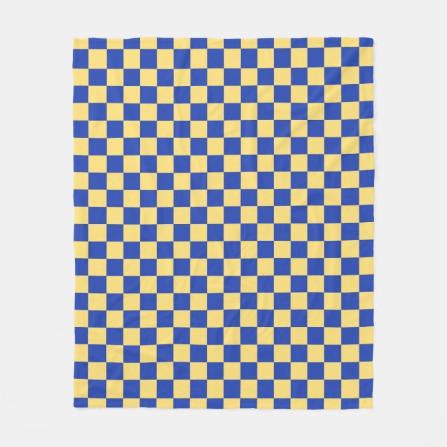 Butter yellow and blue checkered board pattern fleecefilt (Framsidan)