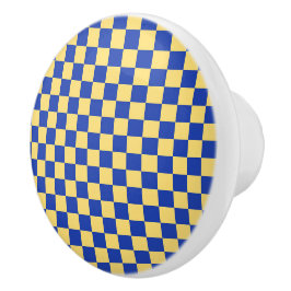 Butter yellow and blue checkered board pattern knopp