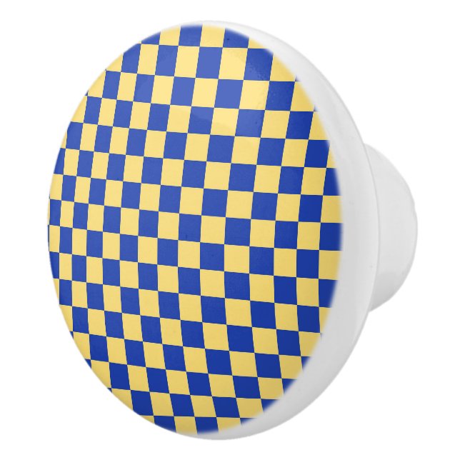 Butter yellow and blue checkered board pattern knopp (Höger)