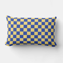 Butter yellow and blue checkered board pattern