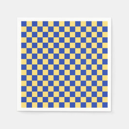 Butter yellow and blue checkered board pattern pappersservett