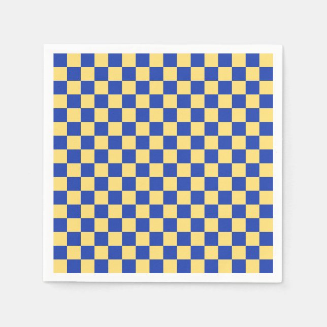 Butter yellow and blue checkered board pattern pappersservett (Framsidan)