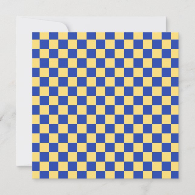 Butter yellow and blue checkered board pattern tack kort (Framsida)