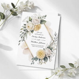 Butter Yellow And Gold Wedding Invitation Inbjudningar