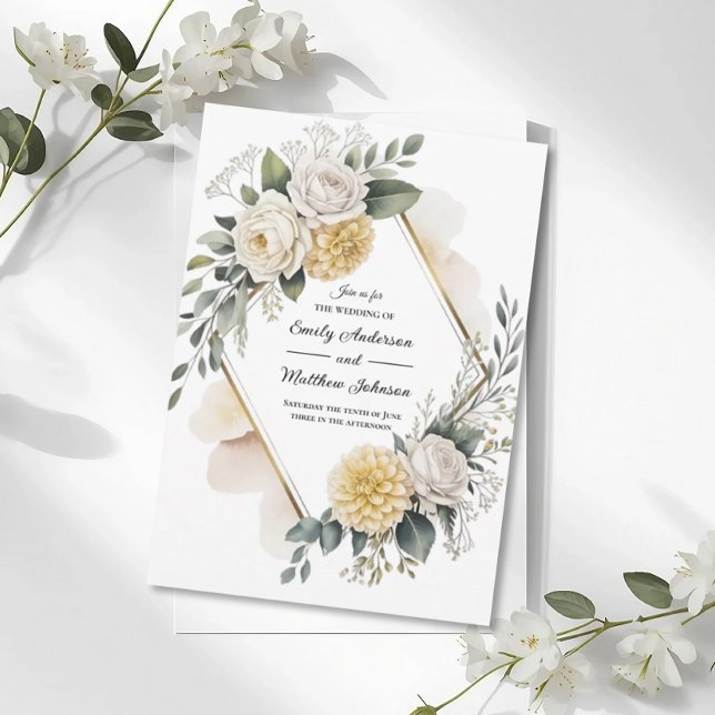 Butter Yellow And Gold Wedding Invitation Inbjudningar (Skapare uppladdad)