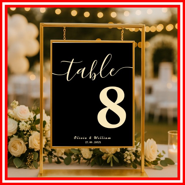 Butter Yellow Black Wedding Table Number  Poster (Skapare uppladdad)
