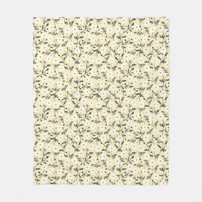 Butter Yellow Cream Modern Farmhouse Daisy Pattern Fleecefilt (Framsidan)